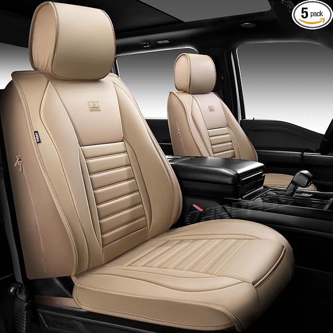 CAR PASS Nappa Leather Car Seat Covers Full Set, Luxury Seat Protector by CARPASS