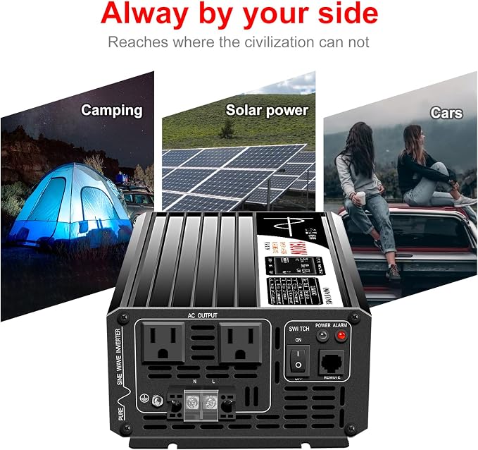 Xijia 1500W Pure Sine Wave LCD-Display Solar Power DC 12V Inverter AC 120V 60HZ - Image 10