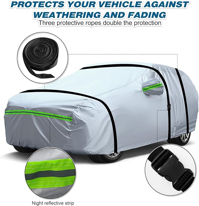 TUCAREST 6-Layers Heavy Outdoor Pickup Full Car Cover Hard Shell Zipper Design - Image 4