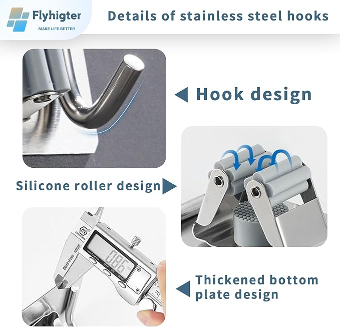 8 Pack Stainless Steel Mop Clips – Heavy Duty Wall Mounted Broom Holders - Image 5