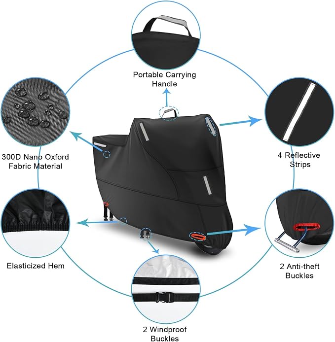 Waterproof Motorbike Cover Outdoor, Motorcycle Scooter Moped Rain Dust Cover - Image 3