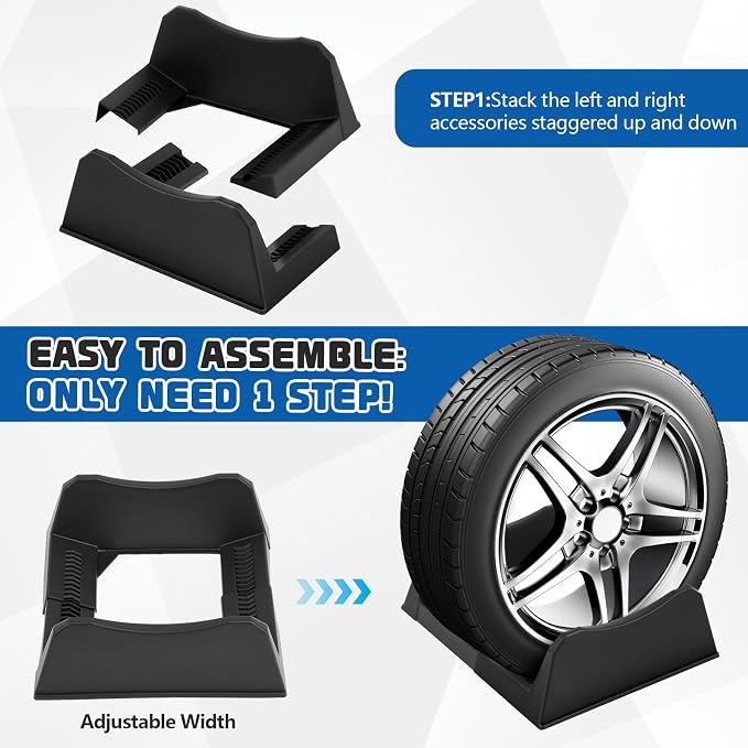 4 Pcs Car Tire Display Stand Wheel Display Rack Adjustable Width Rim Storage - Image 5