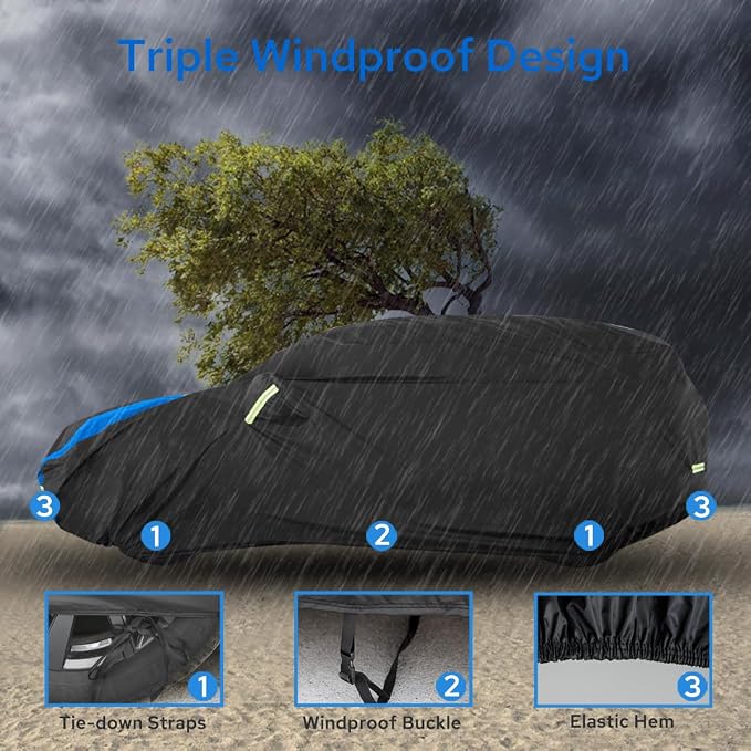 Avecrew Car Cover Custom Fit for Benz GLC, Waterproof All Weather Full Exterior - Image 4