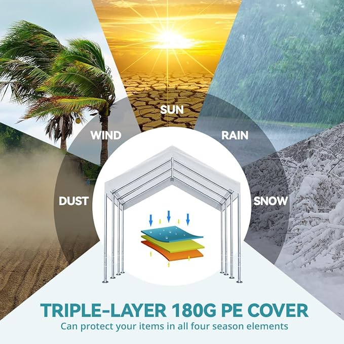 Rutile 12'x20' Carport Replacement Top Canopy Cover - Image 6