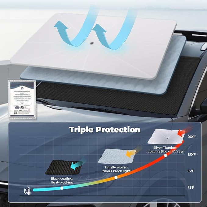 Windshield Sun Shade Umbrella: for Nissan Rogue/Rogue Platinum 2021 2022 2023 - Image 6