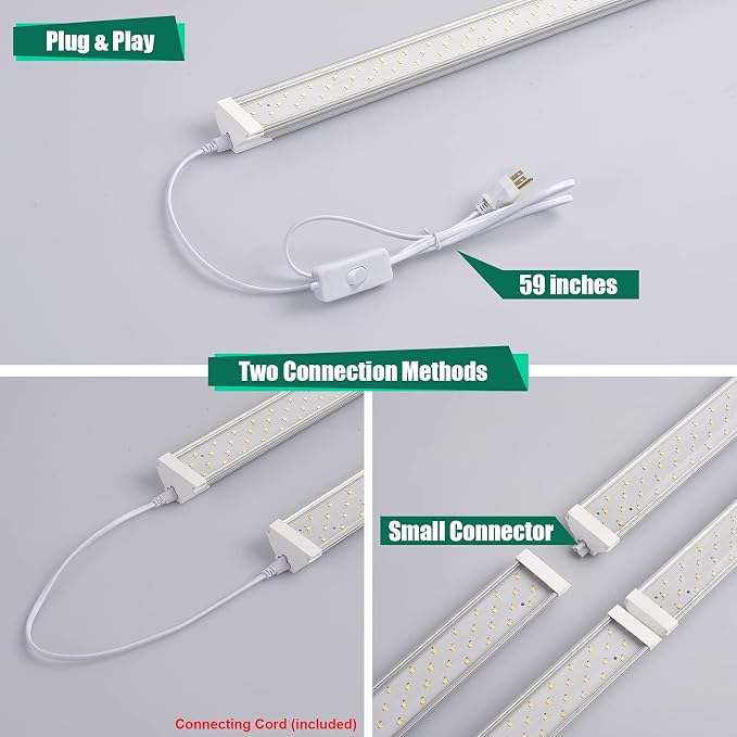 6 Pack LED Shop Light 4FT 60W, 8700LM Linkable Utility Garage Lights 5000K - Image 3