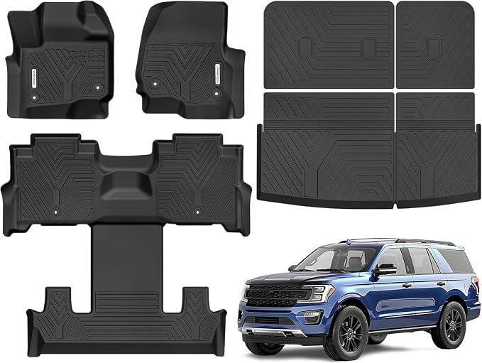 YITAMOTOR Floor Mats Fit for 2018-2024 Ford Expedition 7-Seater TPE All Weather by YITAMOTOR
