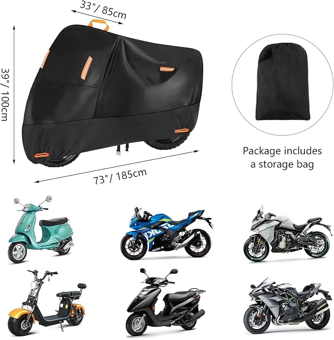 300D Heavy Duty Small Motorcycle Cover, Seceles All Season Durable Waterproof - Image 7