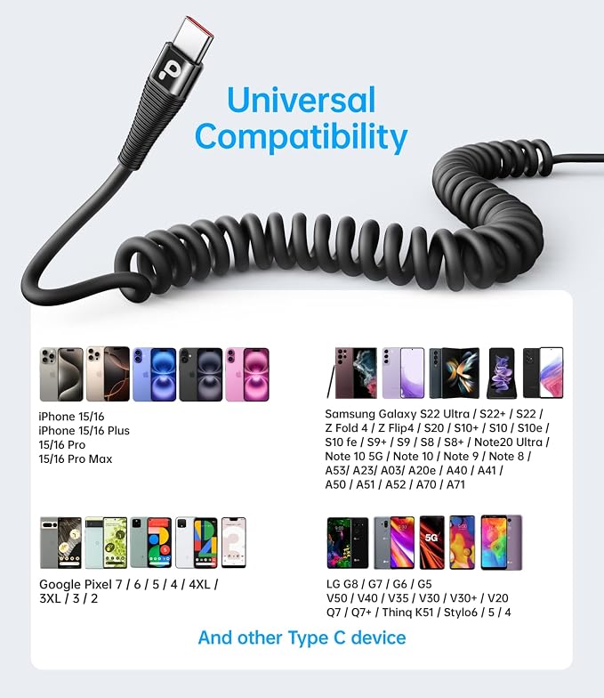 PRAKIE Coiled USB C Cable Fast Charging - Image 7