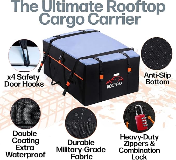 RoofPax Expandable 15/19 cft. Car Rooftop Cargo Carrier Bag Waterproof Storage - Image 4