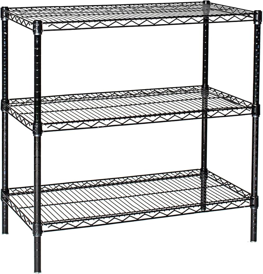Omega 18" Deep x 42" Wide x 74" High 3 Tier Black Starter Shelving Unit by OmegaProductsCorporation