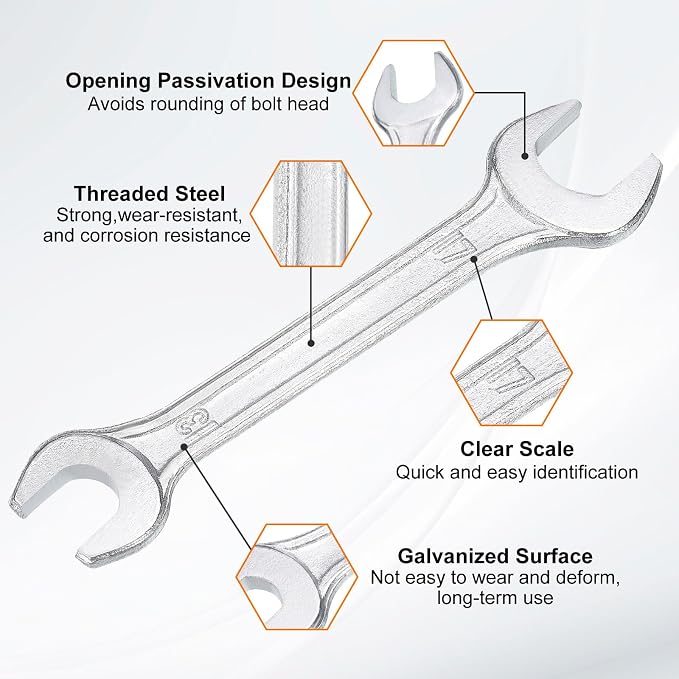 HARFINGTON Double Open End Wrench 13mm x 17mm Metric 15 Degree Offset Angle - Image 4
