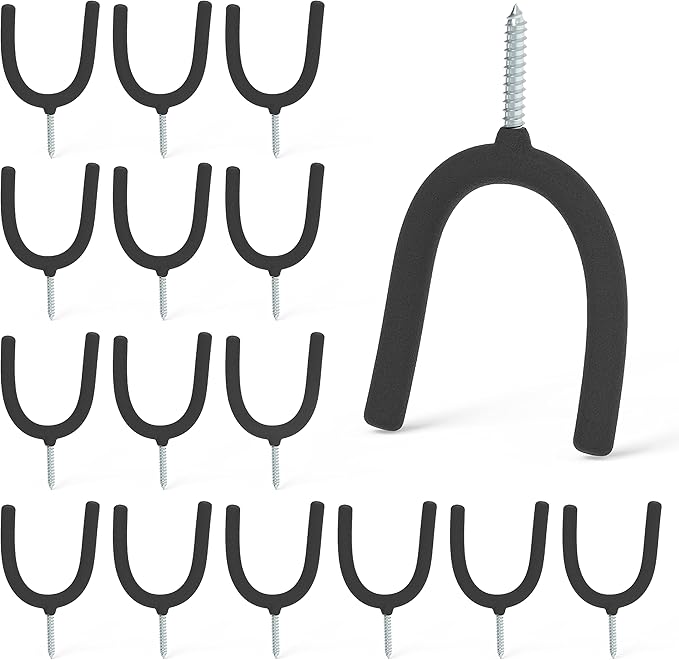 HUHOLE Screw in U Hook, Shovel Holder Wall Mount, U Hooks by HUHOLE