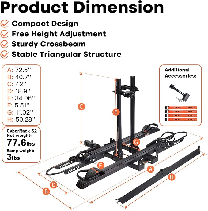 CyberRack S2 Ebike Rack, 300 lbs Capacity Foldable Bike Racks - Image 2