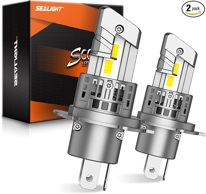 SEALIGHT H4 9003 HB2 Fog Bulbs, 30000LM 6500K Cool White, 1:1 Mini Size by SEALIGHT