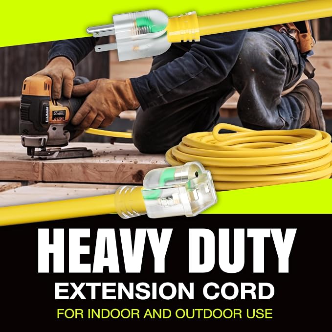 75ft Outdoor/Indoor Extension Cord 12/3 Gauge Extra Heavy Duty 3 Prong SJTW - Image 7