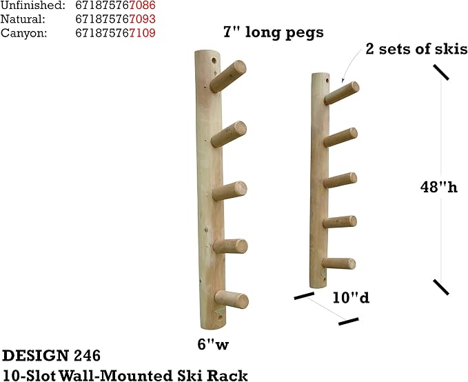 10-Place Wall-Mounted Ski Log Racks - Image 6
