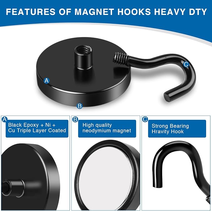 LOVIMAG Magnetic Hooks Heavy Duty, 150LBS Magnet Hooks - Image 4