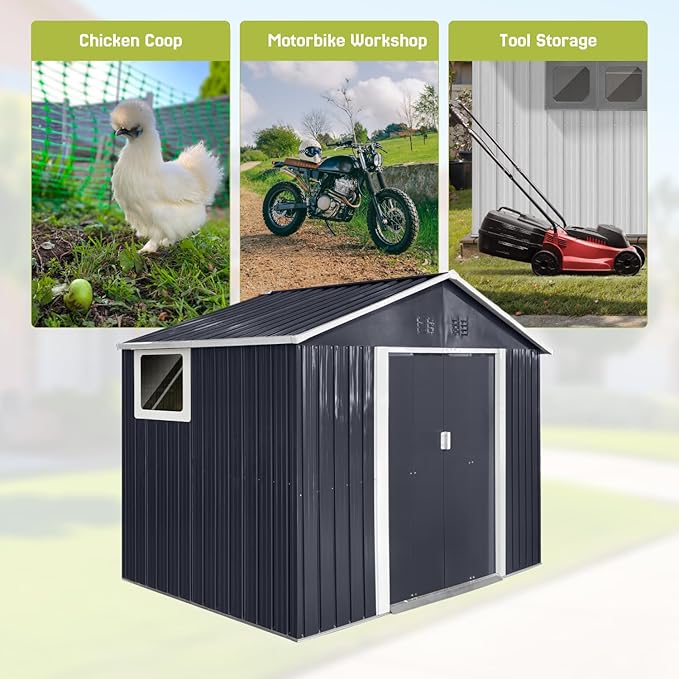 9 x 6.4 Ft Outdoor Storage Shed, Heavy-Duty Metal Shed - Image 3