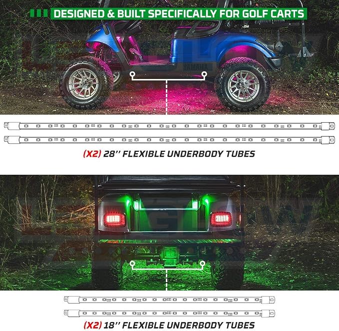 LEDGlow 12pc Million Color LED 4-Seater Golf Cart Underglow Neon Kit - Image 5