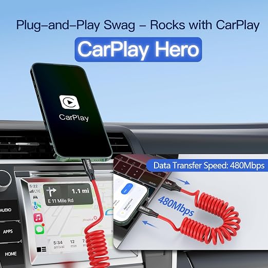 AGVEE 3ft Coiled Short USB to USB-C Charging Cable 3A Fast Charger Cord in Car - Image 4