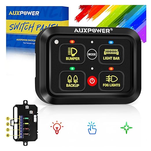 Auxpower RGB 4 Gang Switch Panel A24 Auxiliary Switch Panel by Auxpower