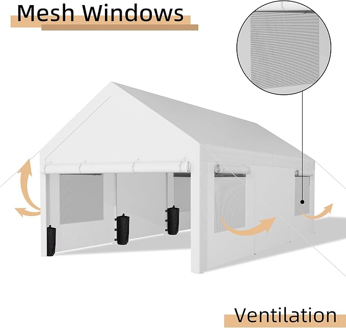 JY QAQA Carport, 10x20 FT Heavy Duty Carport - Image 6