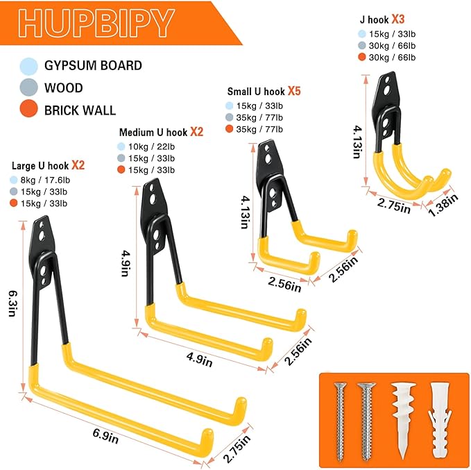 12 Pack Garage Hooks Heavy Duty Utility Steel - Image 2