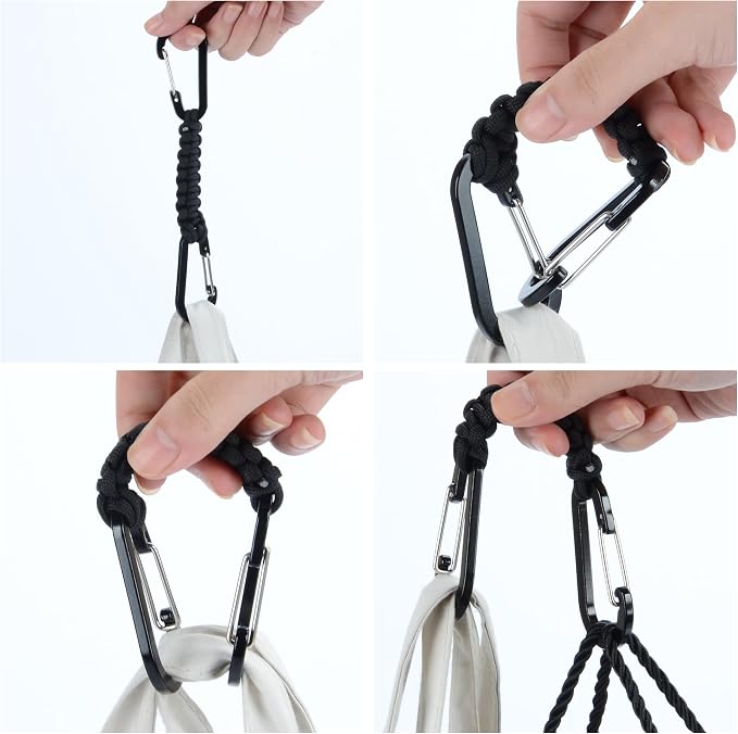 BRAVESHINE Paracord Keychain Carabiner Clip, D Ring Lanyard Hanger Stroller Hook - Image 4