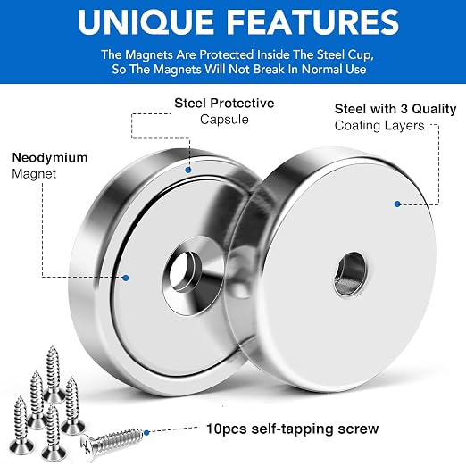 MIKEDE Magnets, 150LB Neodymium Cup Magnets - Image 4