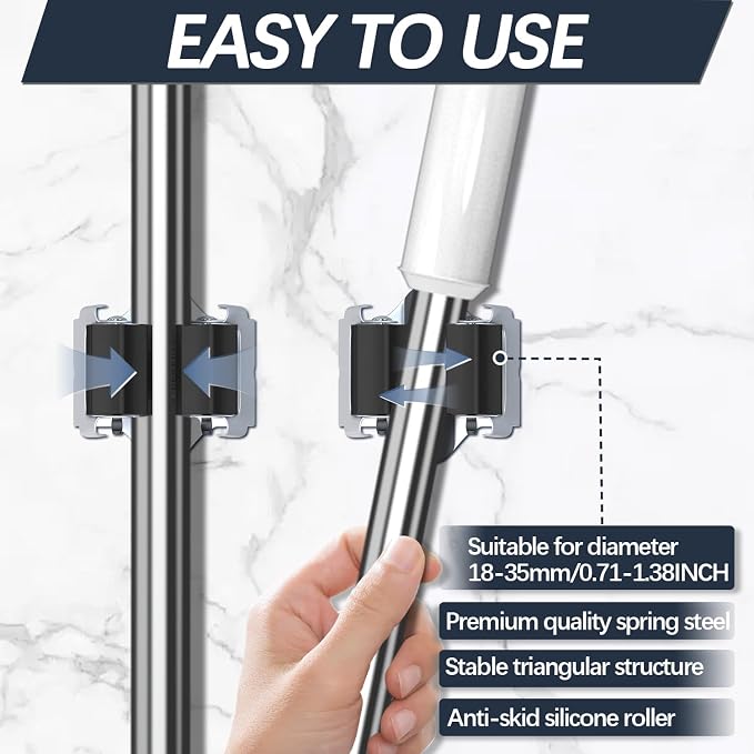 3-H Mop and Broom Holder Big Size Hanging 1 KG Extra, 45 Pack Broom Hanger Wall - Image 4