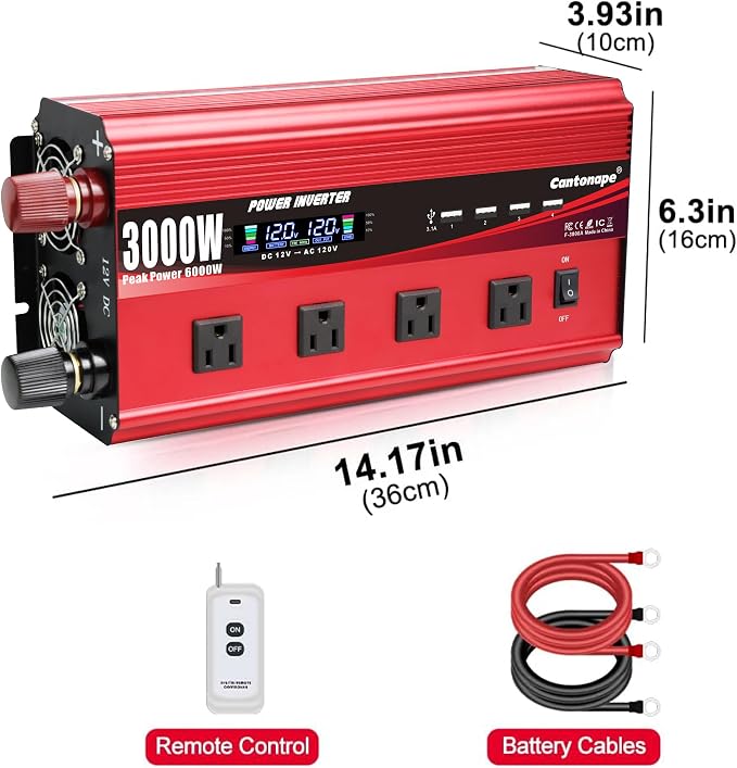 3000W Power Inverter 12V to 110V/120V DC to AC - Image 8