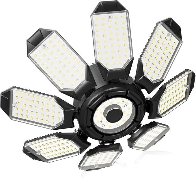 Adiding LED Garage Ceiling Lights 14000Lm w/ 8 Adjustable Panels, Super Bright by Adiding