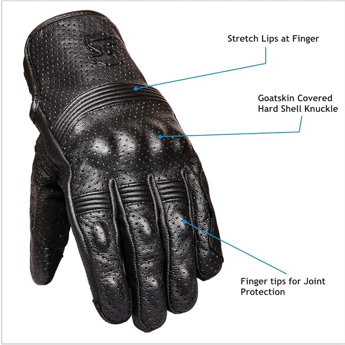 Leather Motorcycle Gloves for Men and Women | Touchscreen | Full Finger | - Image 4