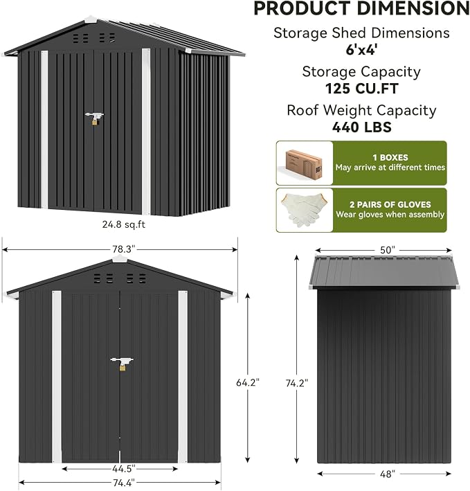 COMHOMA Shed Outdoor Storage Shed Metal, Lockable Doors Tool Sheds - Image 2
