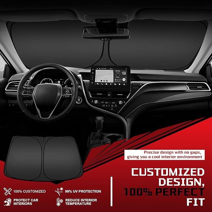 Windshield Sun Shade for 2009-2017 Audi Q5/2014-2017 Audi SQ5 Foldable Sun - Image 2