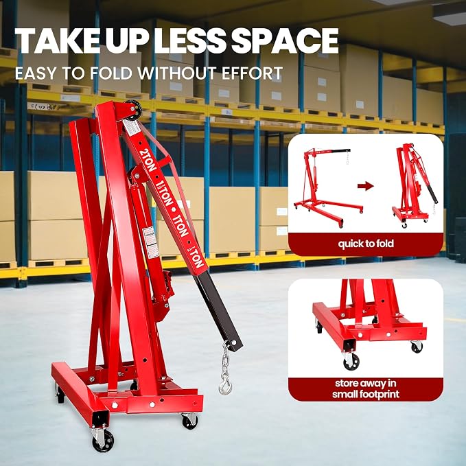 4400 Lbs Folding Cherry Picker, 2 Ton Engine Hoist - Image 7