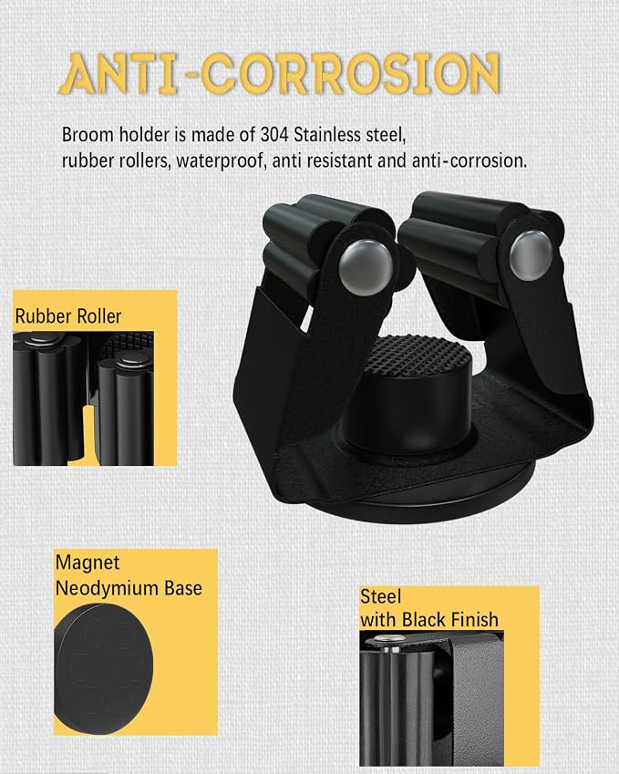 Magnetic Broom Holder, Steel Mop Mount No Drilling Magnetic Holder - Image 2