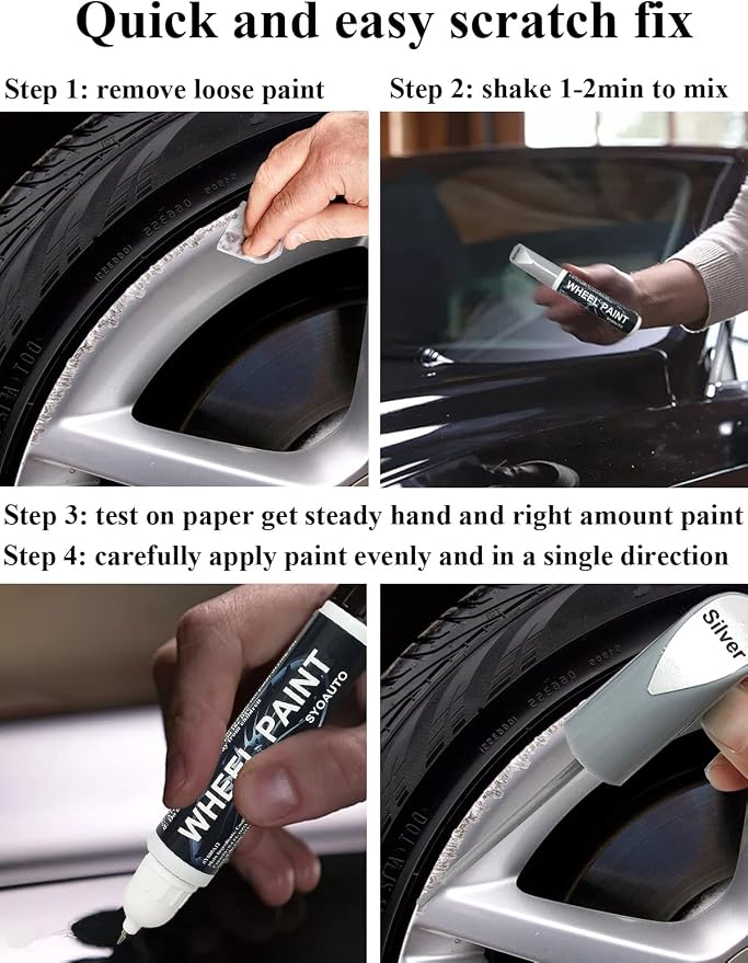SYOAUTO Gloss Black Rim Touch Up Paint, Car Wheel Scratch Repair Touch Up Paint - Image 5
