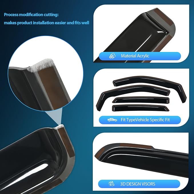 Nilight in-Channel Rain Guards for Hyundai Elantra 2021 2022 2023 2024 2025 - Image 2