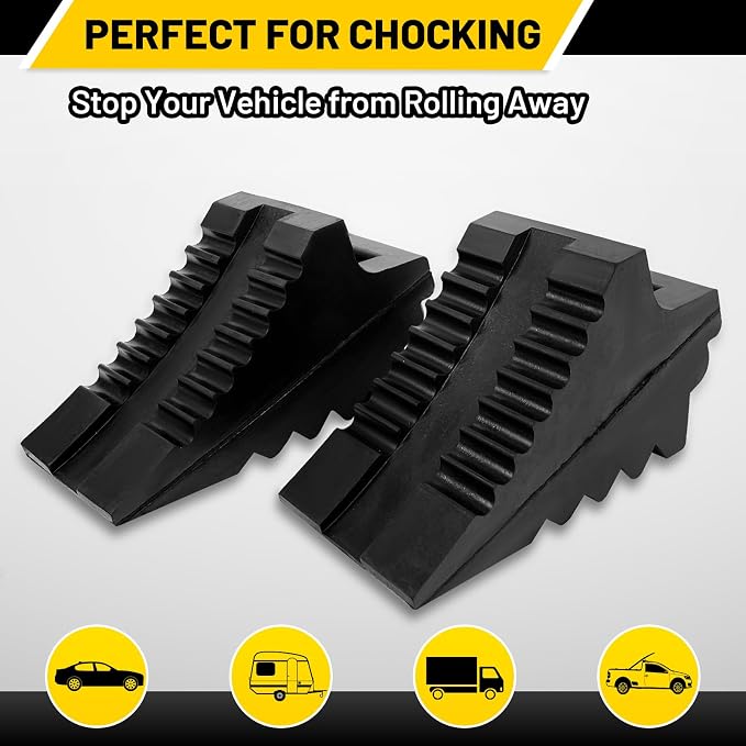 ROBLOCK Solid Rubber Wheel Chocks Heavy Duty Trailer Chock, G.V.W. Up to 8T - Image 4