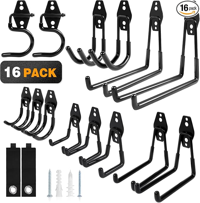 Steel Garage Storage Hooks, Heavy Duty Wall Mount Hooks by Unknown