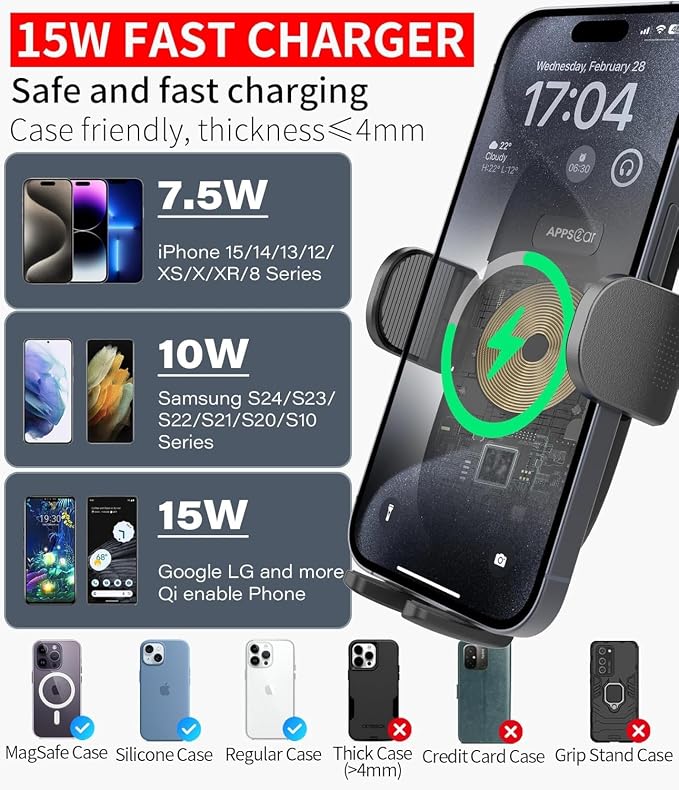 APPS2Car Car Cup Phone Holder Wireless Charger - Image 8