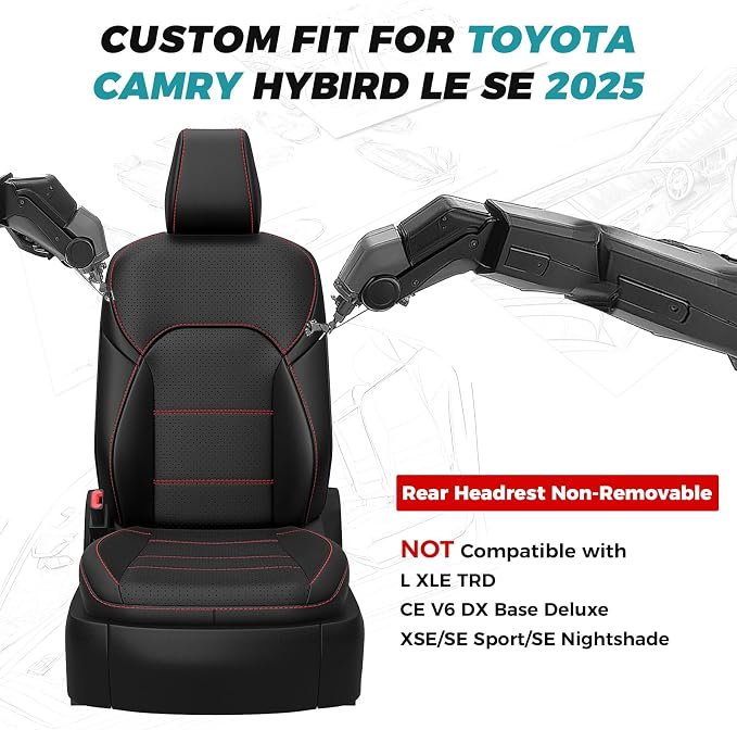 for Toyota Camry Seat Covers LE SE 2025 - Image 2