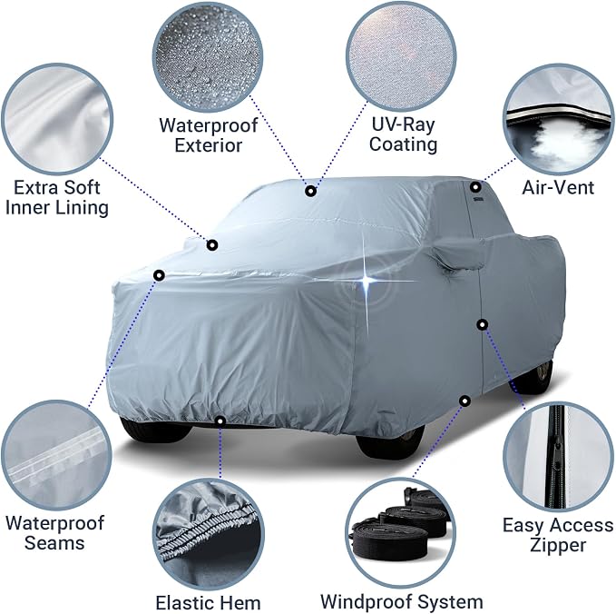 iCarCover Fits 2000-2024 Frontier Crew Cab, 6.1 ft Regular Bed Nissan Truck - Image 4