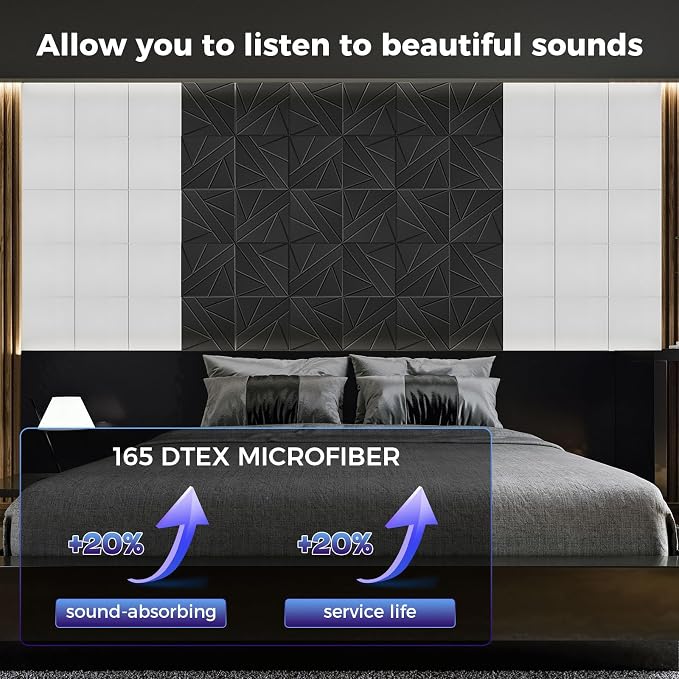 15 pcs 165dtex Microfiber Acoustic Panels ，Self-Adhesive Soundproof Wall Panels - Image 2