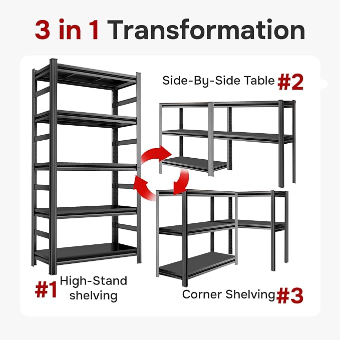72" H Garage Shelving Unit 3500 LBS Heavy Duty Storage Shelves, Adjustable 5 - Image 8