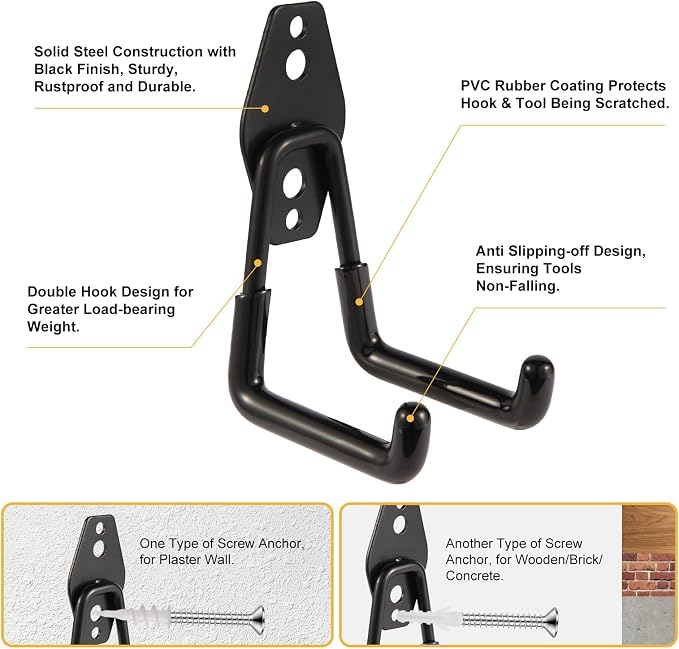 Garage Hook Heavy Duty Wall Storage Hangers, 20 Pack Garage Storage Hooks Steel - Image 4
