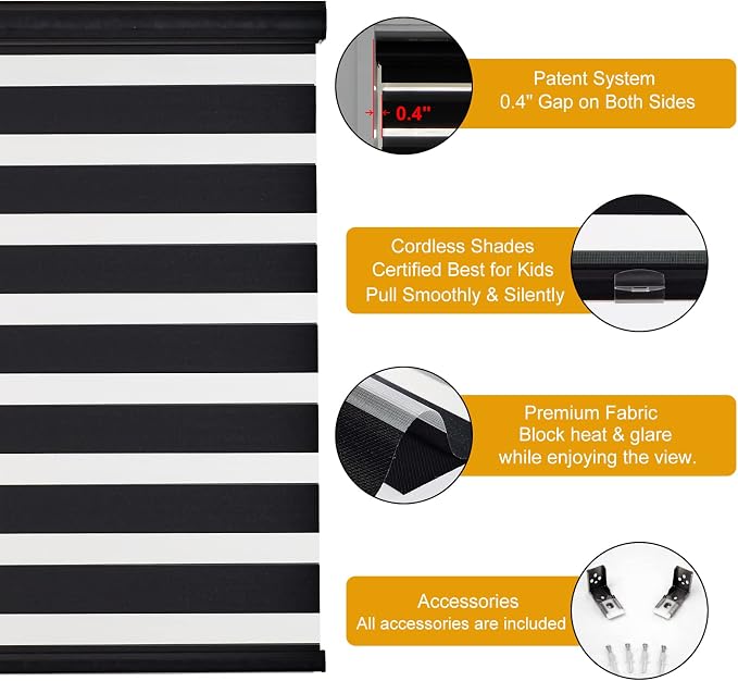 Persilux Cordless Zebra Shades Free-Stop Window Shades Dual Layer Light Control - Image 2