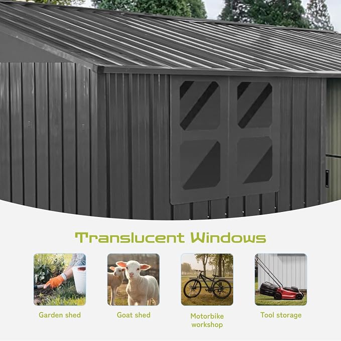 12x10 Ft Storage Shed Outdoor, XL Permanent Steel Building - Image 5